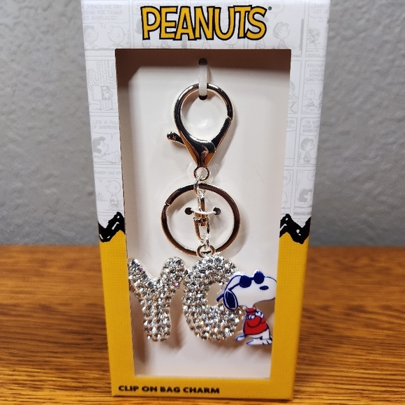 Peanuts Handbags - Peanuts Snoopy 'YO' Rhinestone Bag Charm - Silver